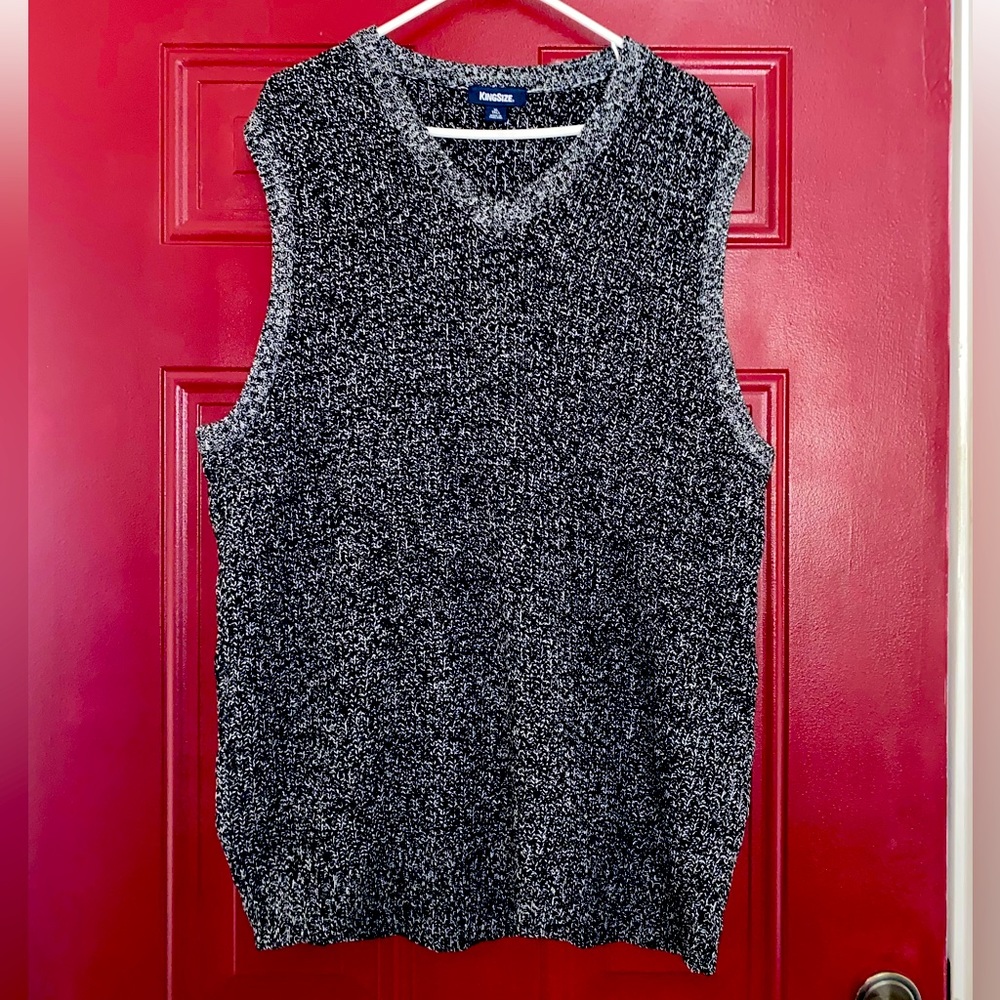King Size Acrylic Sweater Vest Extra Large Tall Charcoal Gray and Black